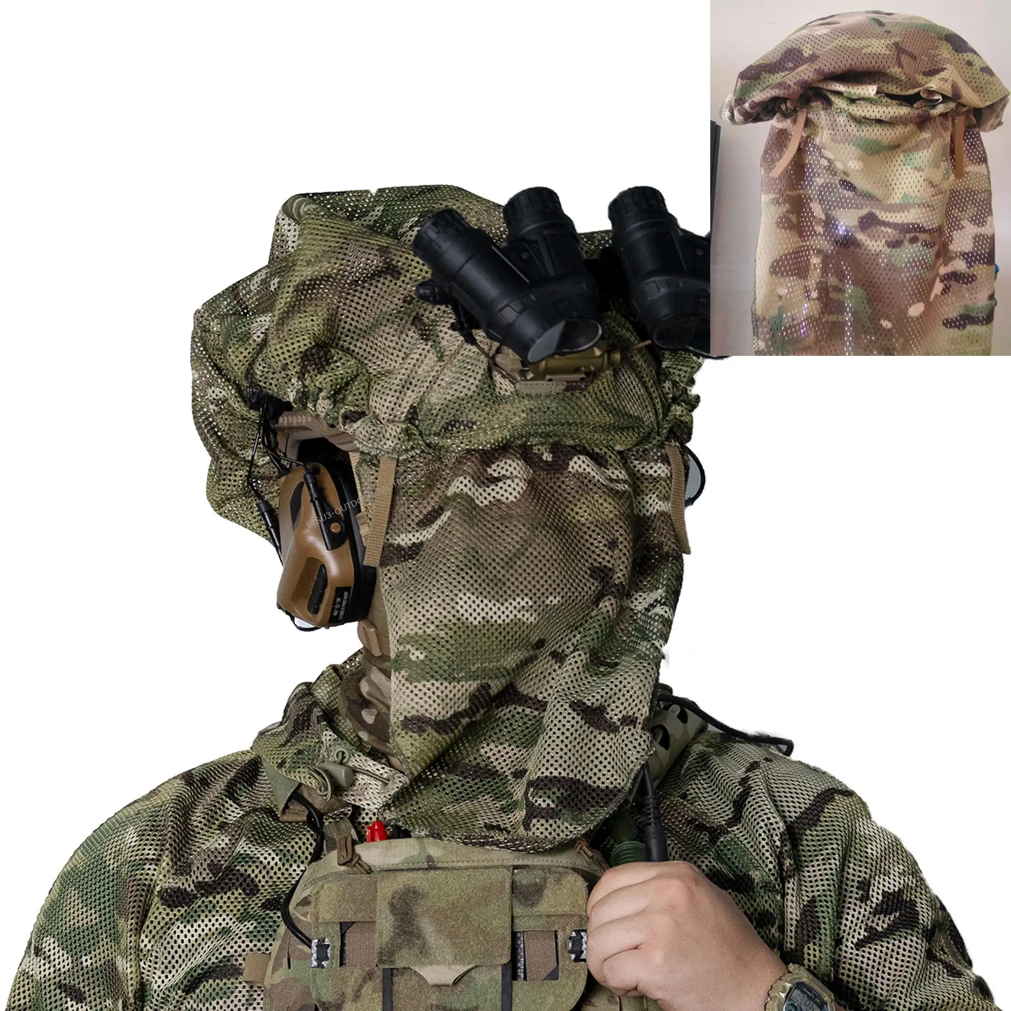 Funda táctica para casco con máscara facial antirreflectante roja - imagen 4