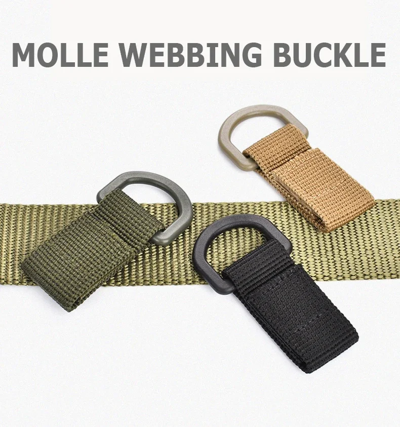 Hebilla MOLLE y mosquetón para fijar accesorios