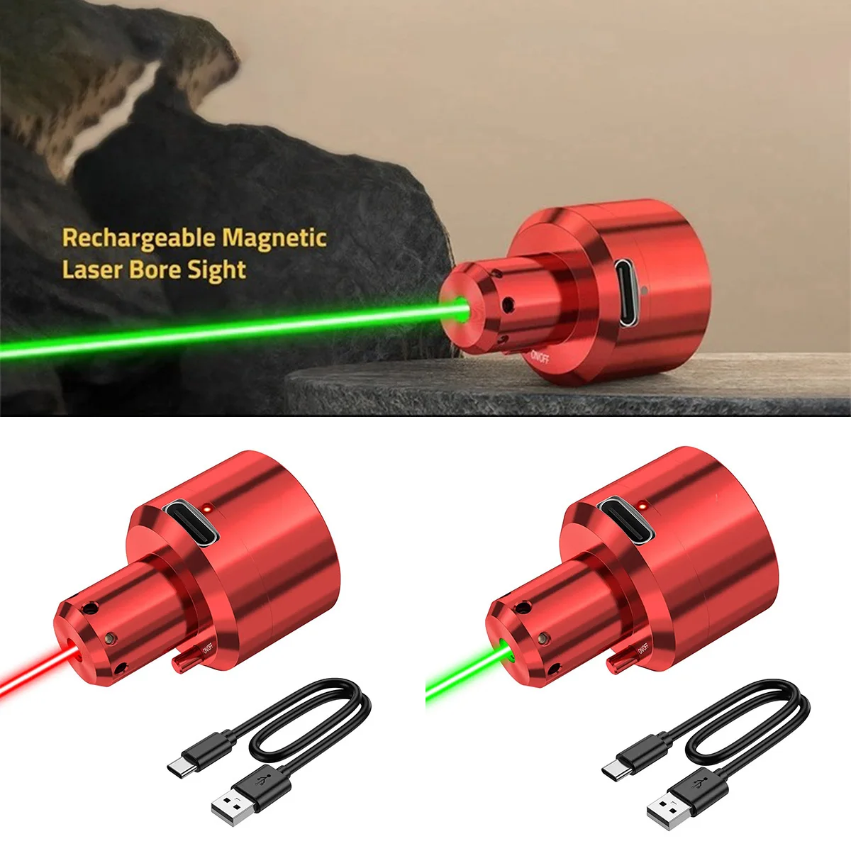 Mira láser táctica recargable verde y rojo con conexión magnética - imagen 3