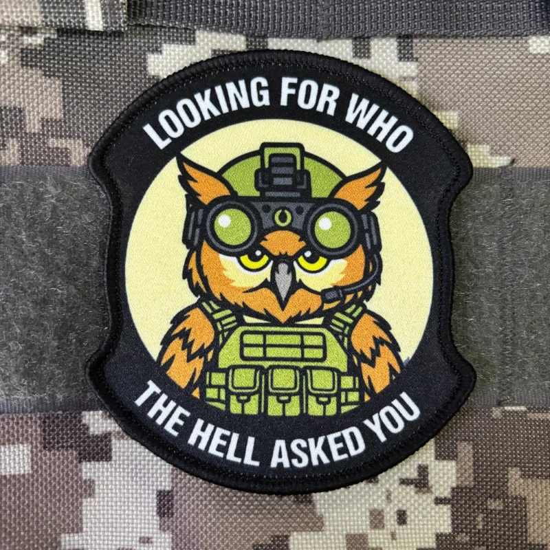 Parche táctico búho soldado velcro gancho y felpa para mochila - imagen 2
