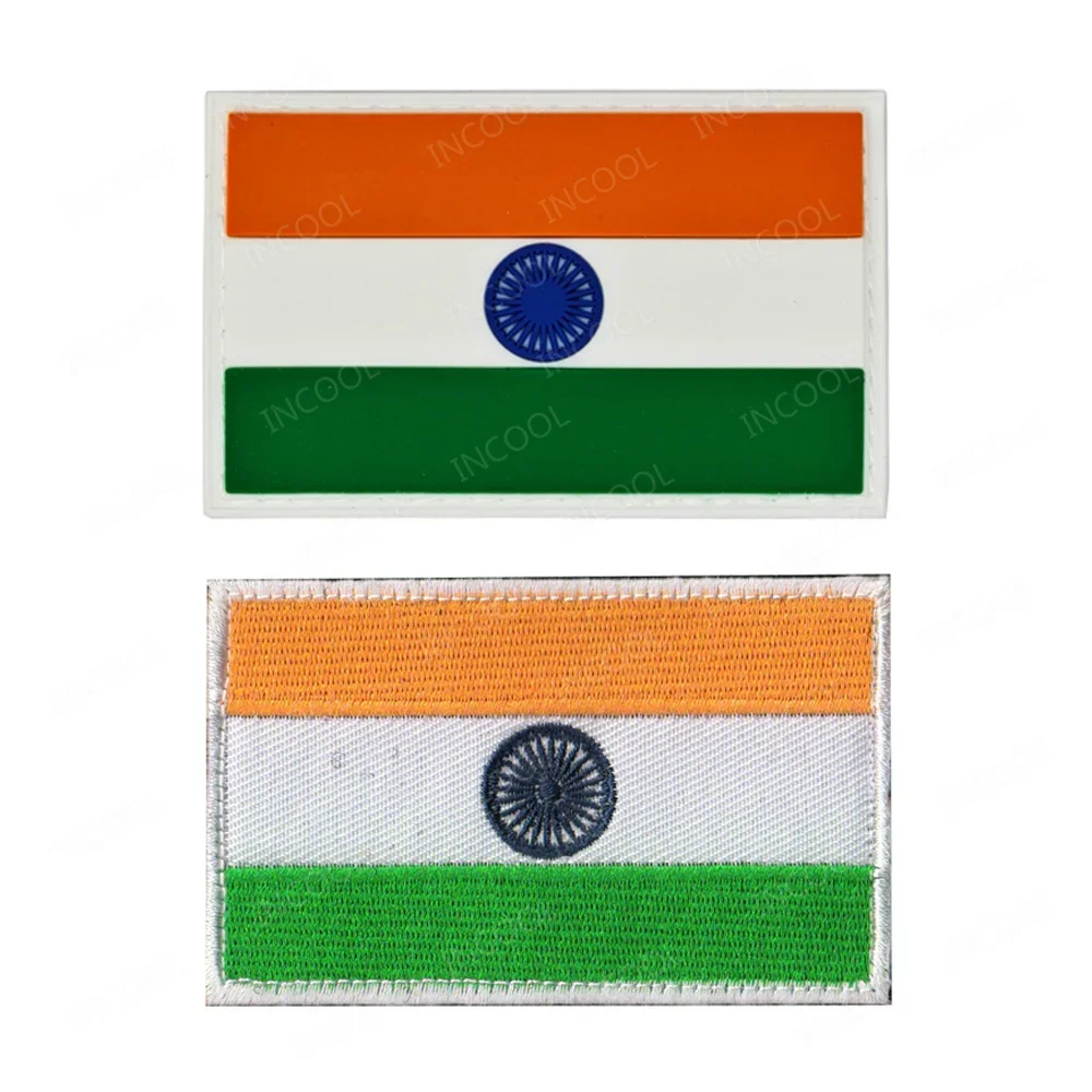 Parche táctico bordado bandera de India – para gorra y brazalete - imagen 3