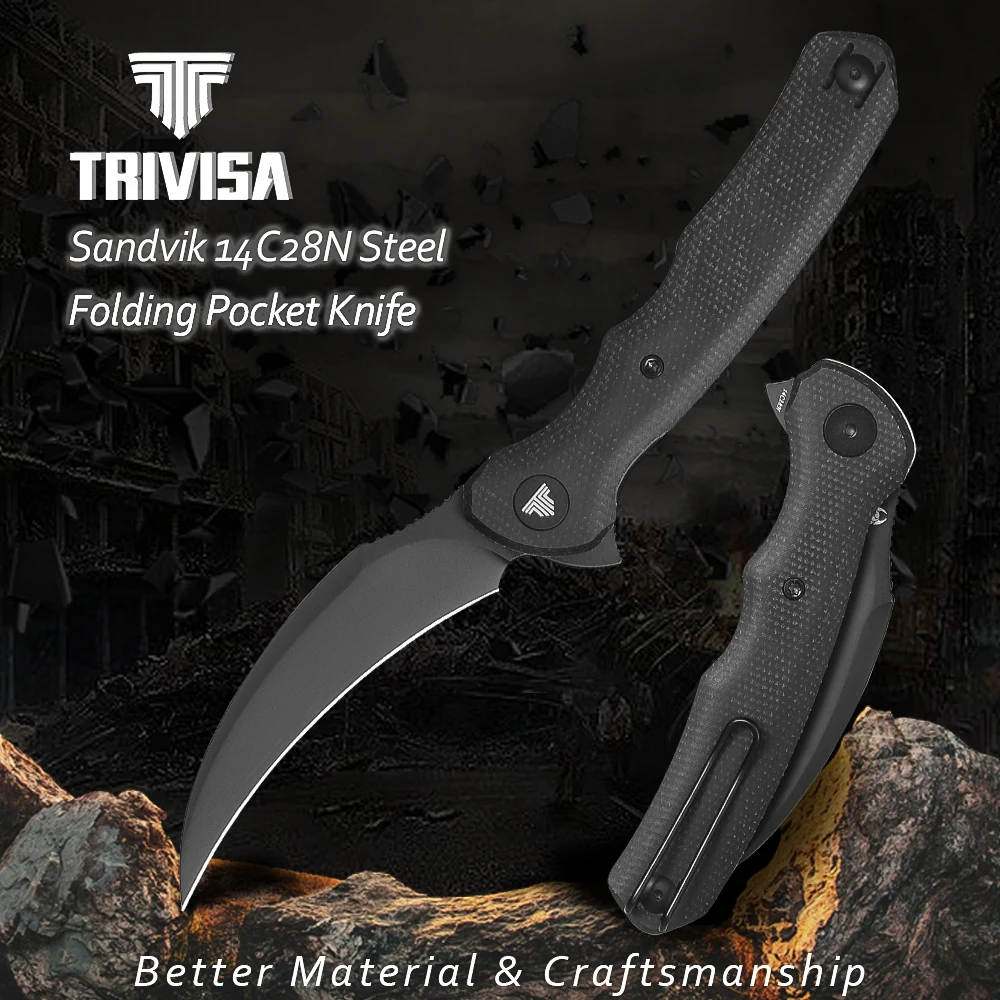 TRIVISA Lacerta cuchillo plegable EDC con mango de Micarta - imagen 2