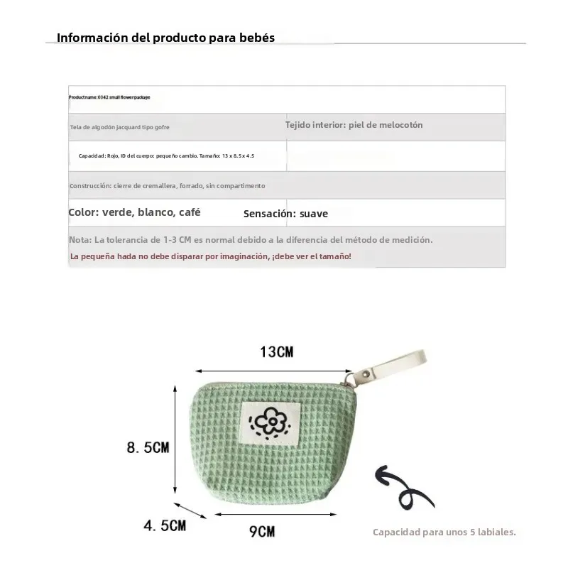 Bolso de mano compacto waffle japonés floral mujer para cosméticos - imagen 5