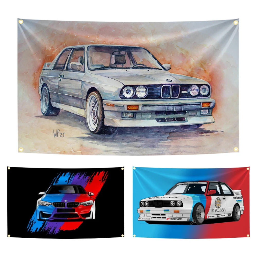 Bandera coche BMW E30 tapiz poliéster impresión digital garaje - imagen 5