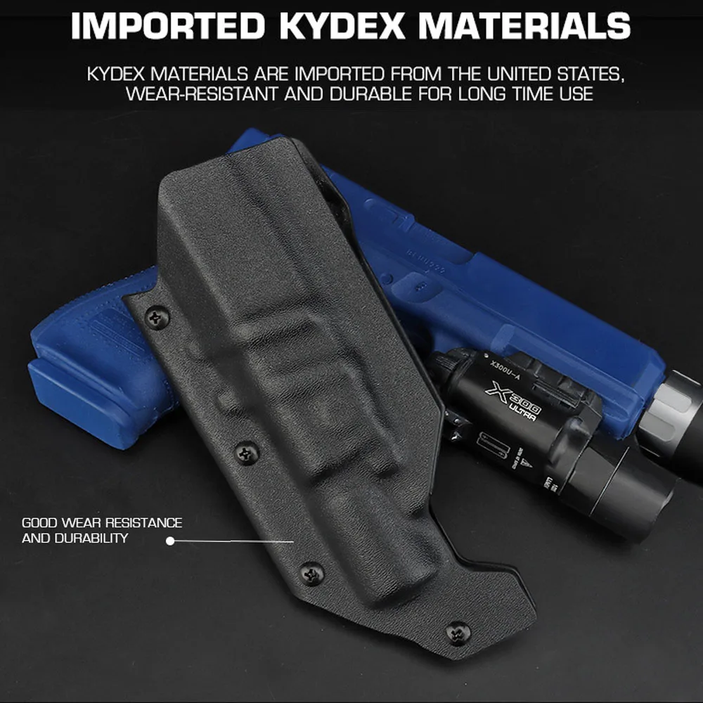 Comparación de la funda ajustada a distintos Glock en disposición horizontal