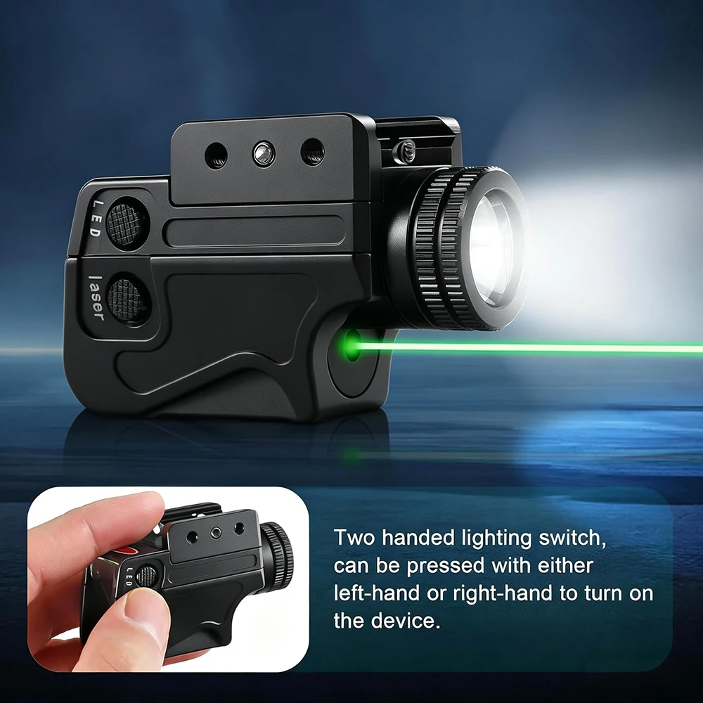 Linterna táctica para pistola con láser rojo y verde riel Picatinny - imagen 5