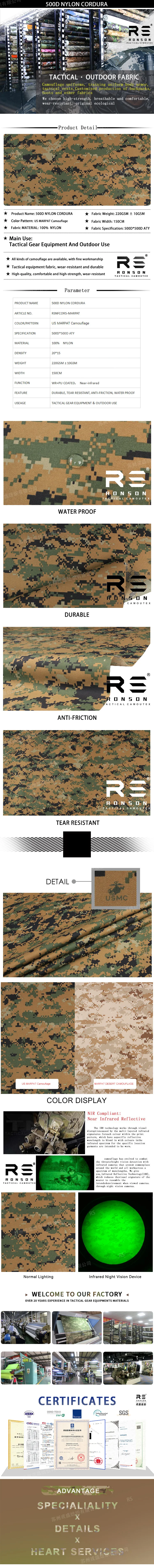 Tela Oxford Cordura 500D camuflaje MARPAT Woodland