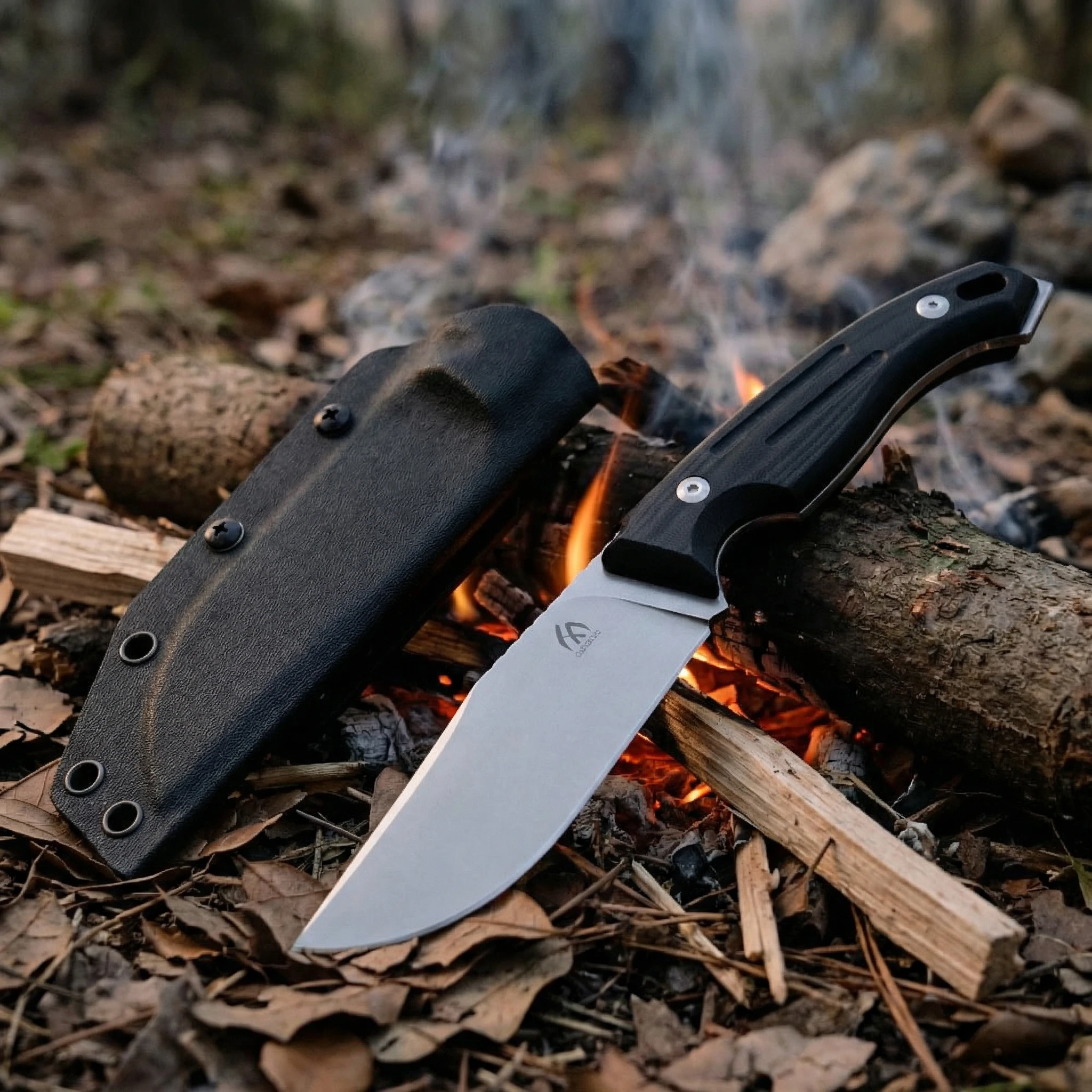 Cuchillo táctico de hoja fija G10 resistente con funda, exterior - imagen 3