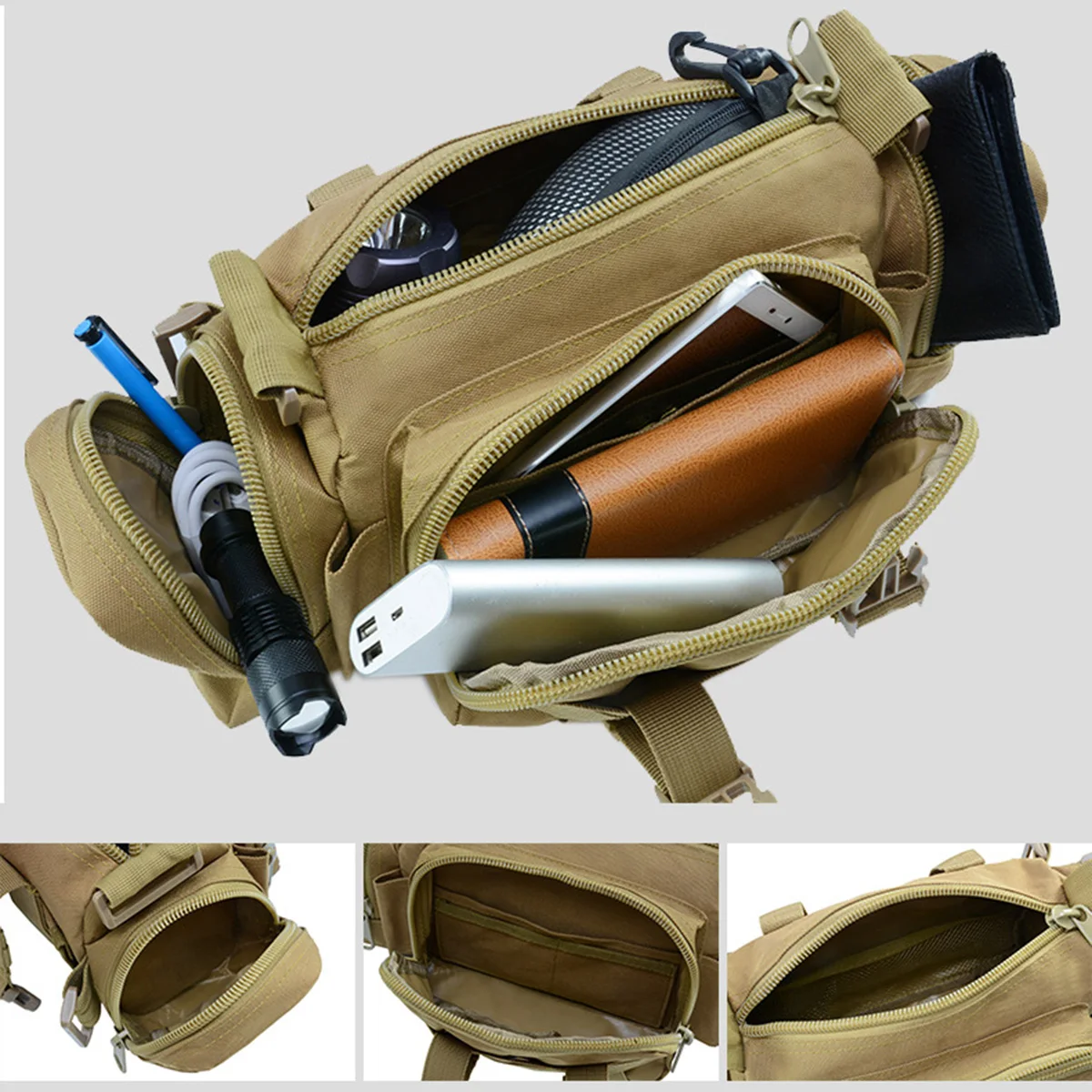 Interior organizado de la bolsa multifuncional