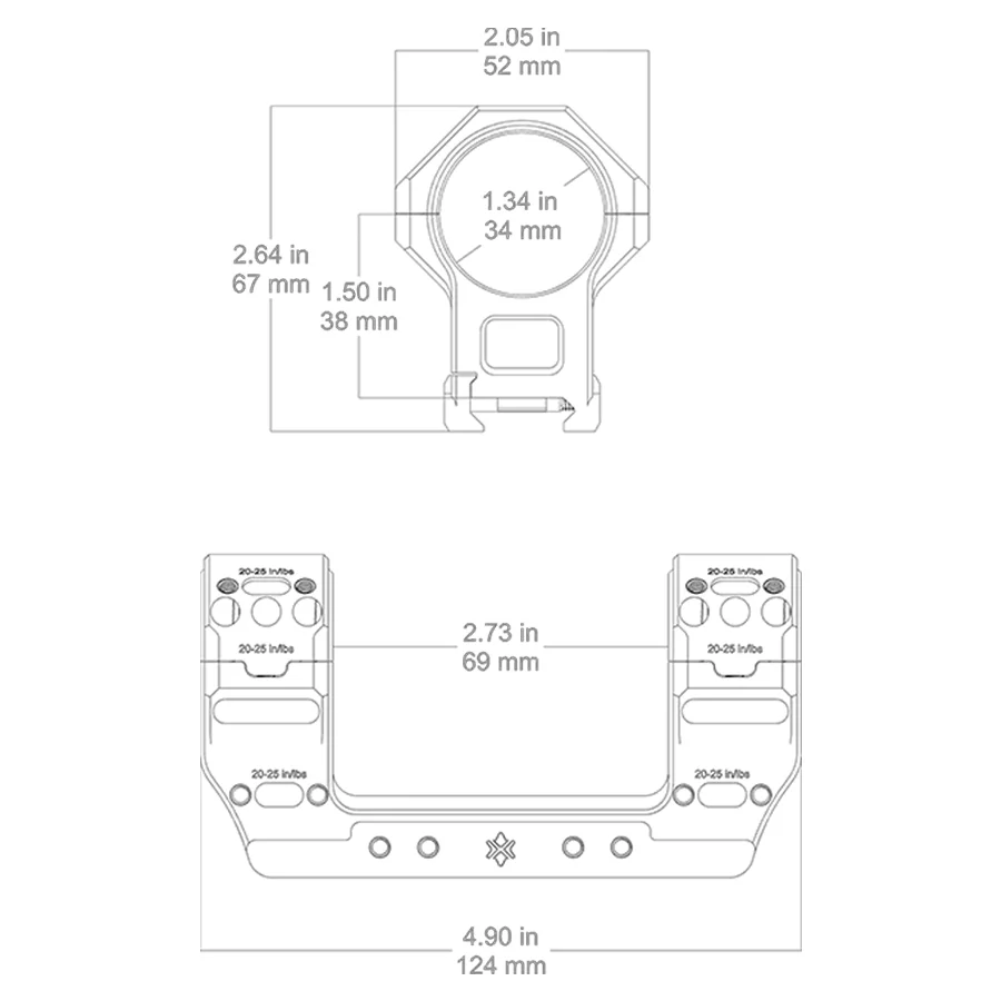 Montura para mira telescópica Picatinny Vector perfil alto táctico