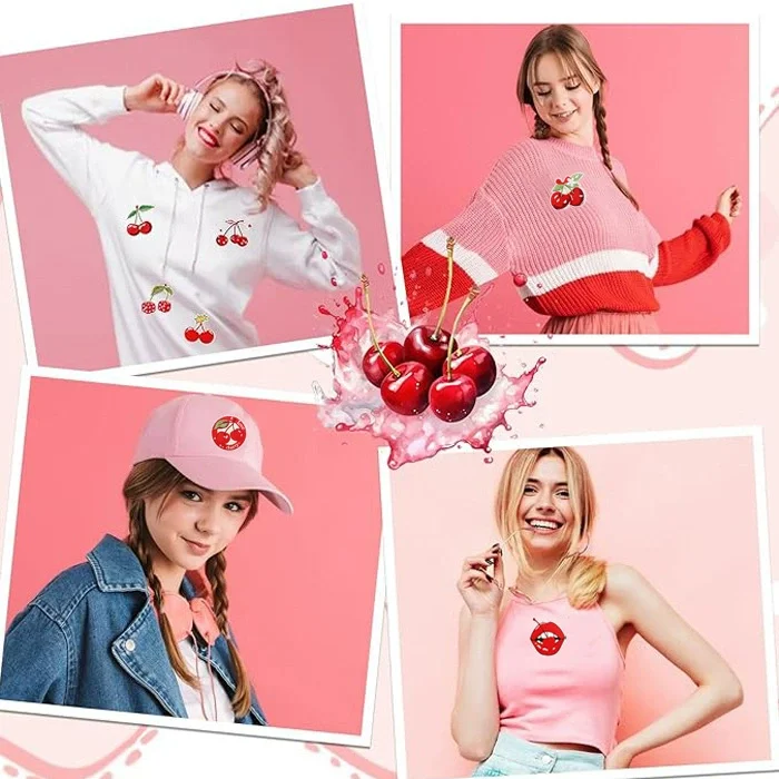 Parche termoadhesivo bordado de cerezas rojas para gorras y sudaderas - imagen 4