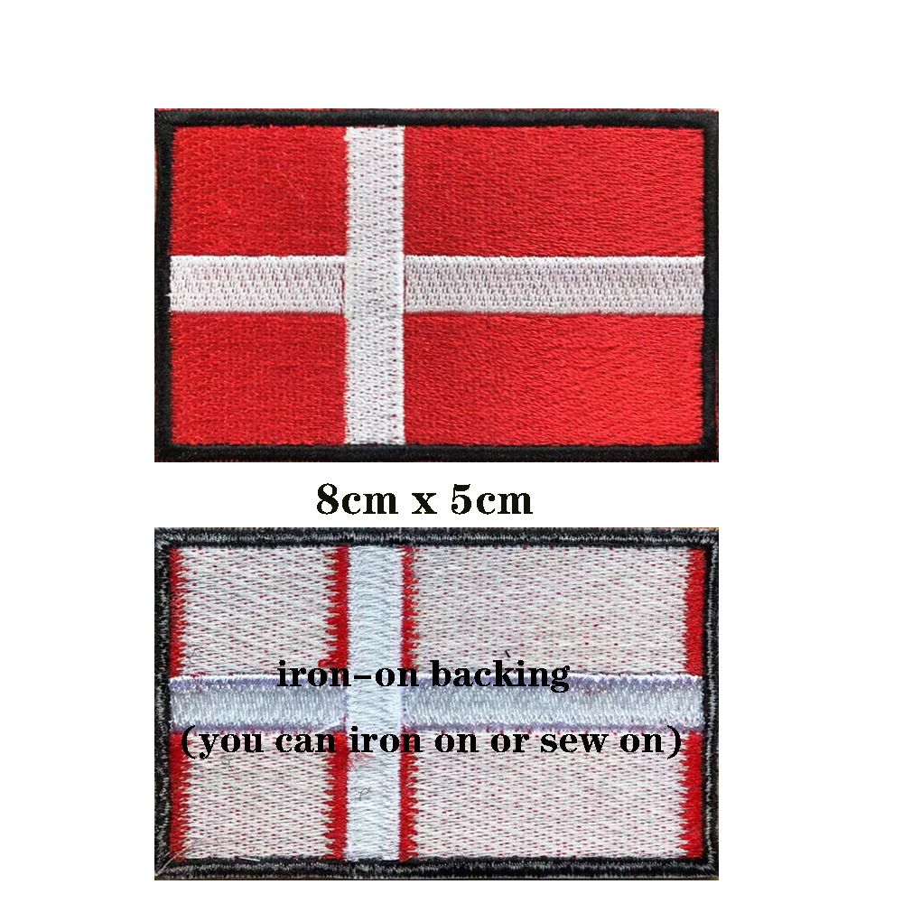 Parche bordado bandera de Dinamarca - Emblema militar para coser - imagen 4