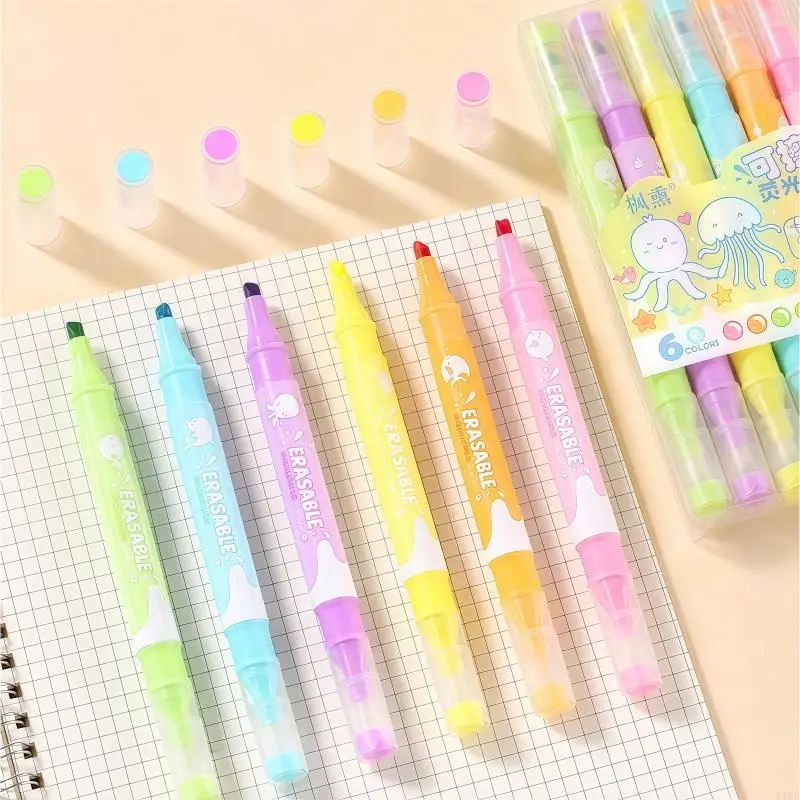 Resaltador fluorescente borrable punta oblicua caramelo para colorear - imagen 3