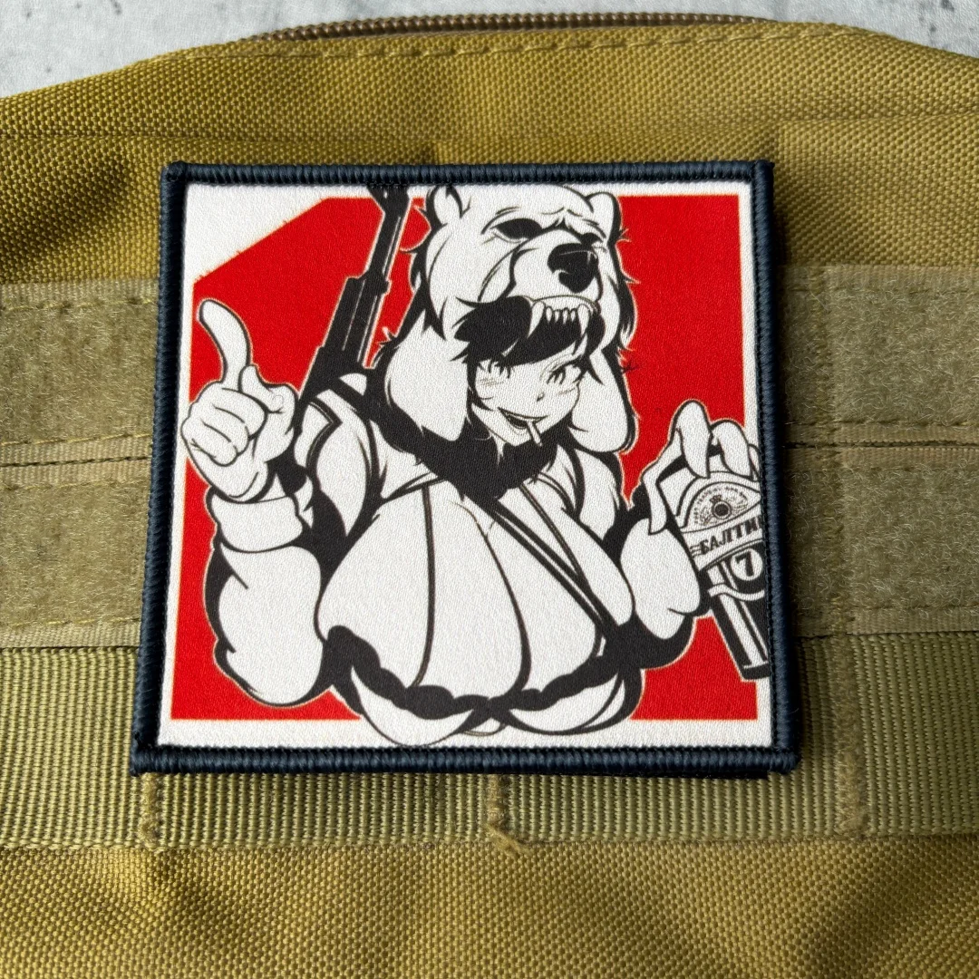 Parche táctico oso anime con velcro gancho y bucle para mochila - imagen 2