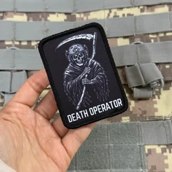Insignia táctica Grim Reaper con casco impreso y velcro para MOLLE
