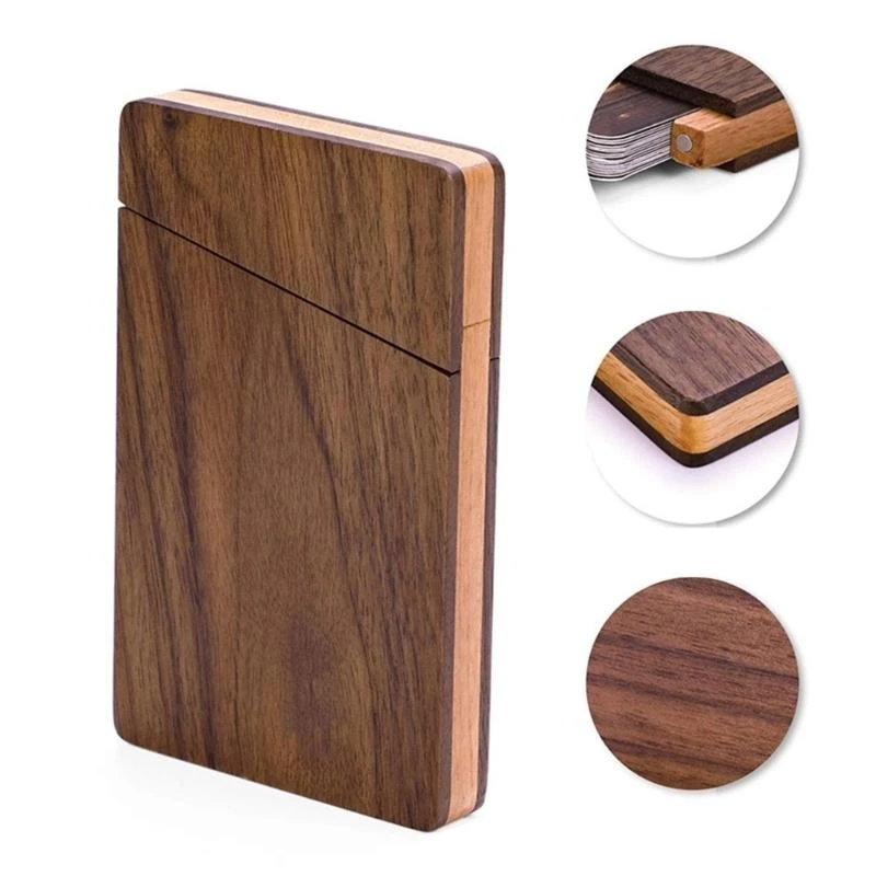 Portatarjetas de madera con cierre magnético