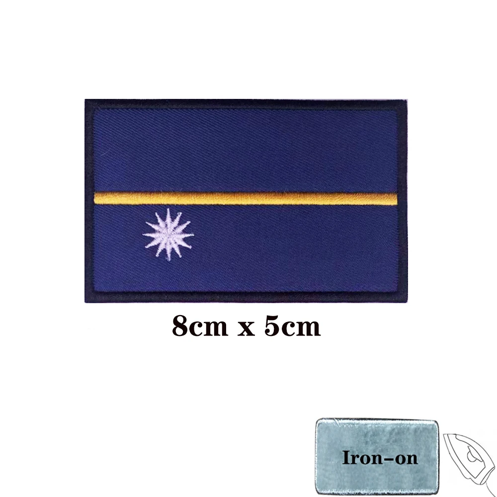 Parche bordado bandera de Nauru militar con velcro para brazalete - imagen 2