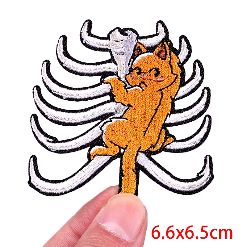 Parche termoadhesivo bordado calavera, gato y fantasmas para chaqueta - imagen 2