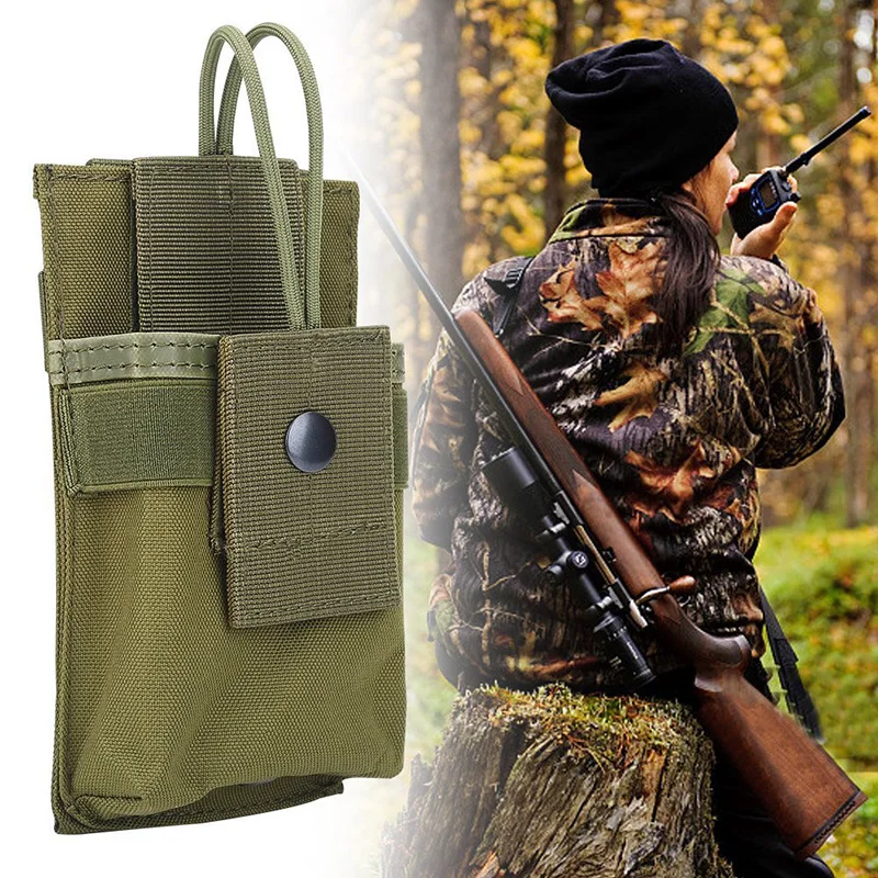 Funda táctica MOLLE para walkie talkie con riñonera caza - imagen 4
