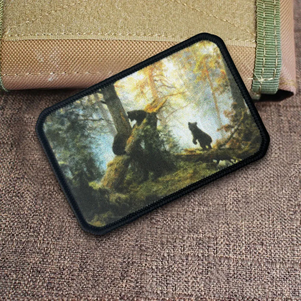 Parche táctico velcro estampado bosque pinos estilo óleo – moral - imagen 5