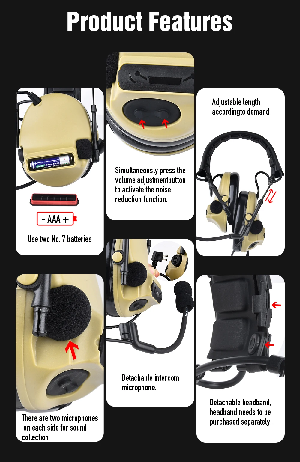 Conjunto de auriculares tácticos