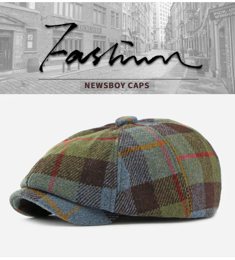 Gorra de cuadros estilo newsboy