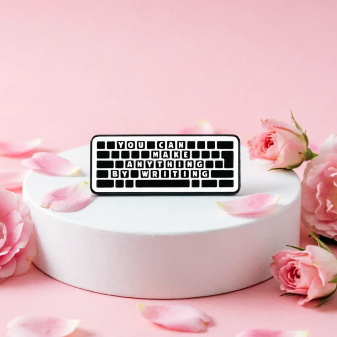 Broche esmaltada con cita inspiradora para escritores y lectores - imagen 4