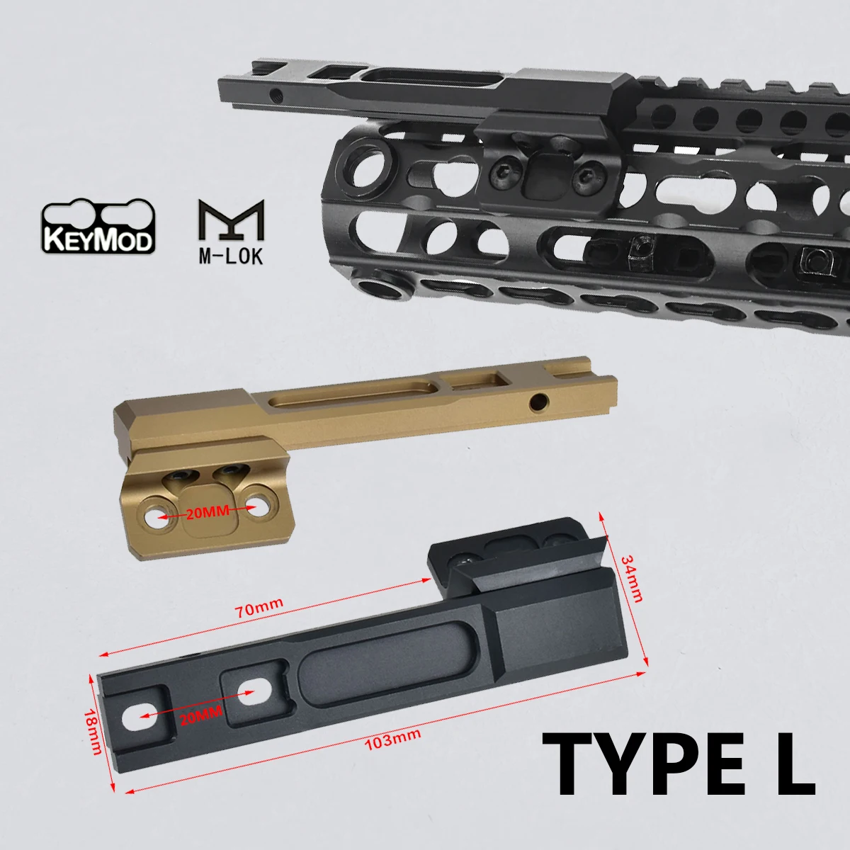 Soporte táctico SureFire M600 offset M-LOK para riel Picatinny