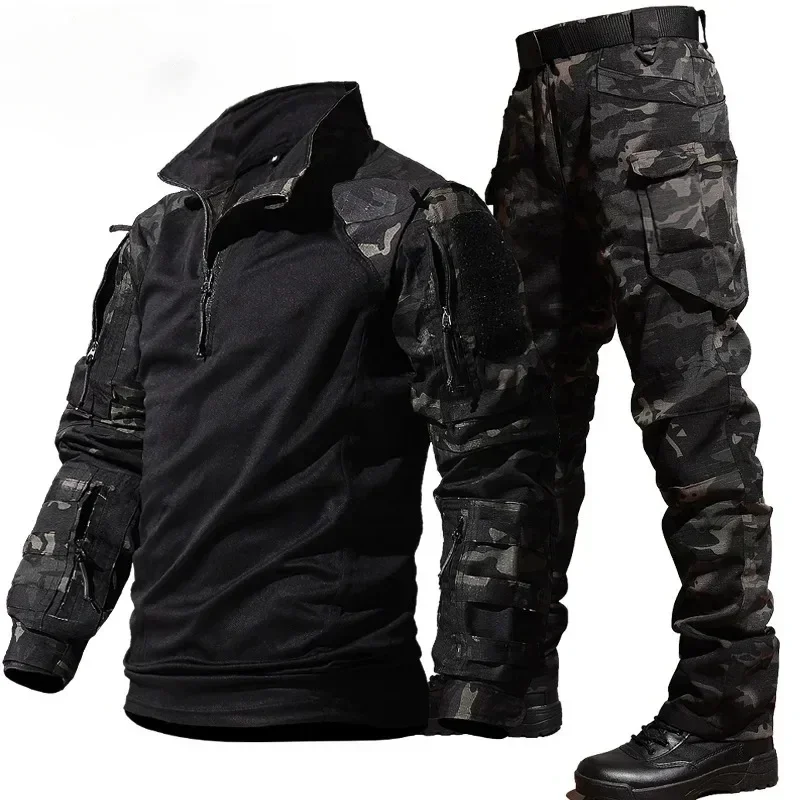 Conjunto táctico camuflaje multibolsillos cargo resistente al viento