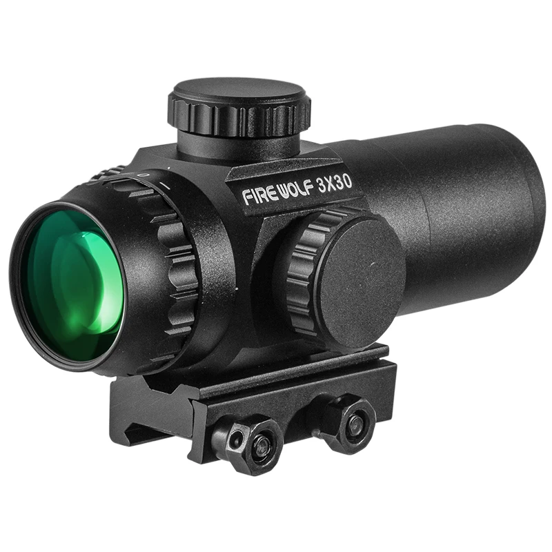 FIRE WOLF Mira prismática compacta para caza con riel Picatinny