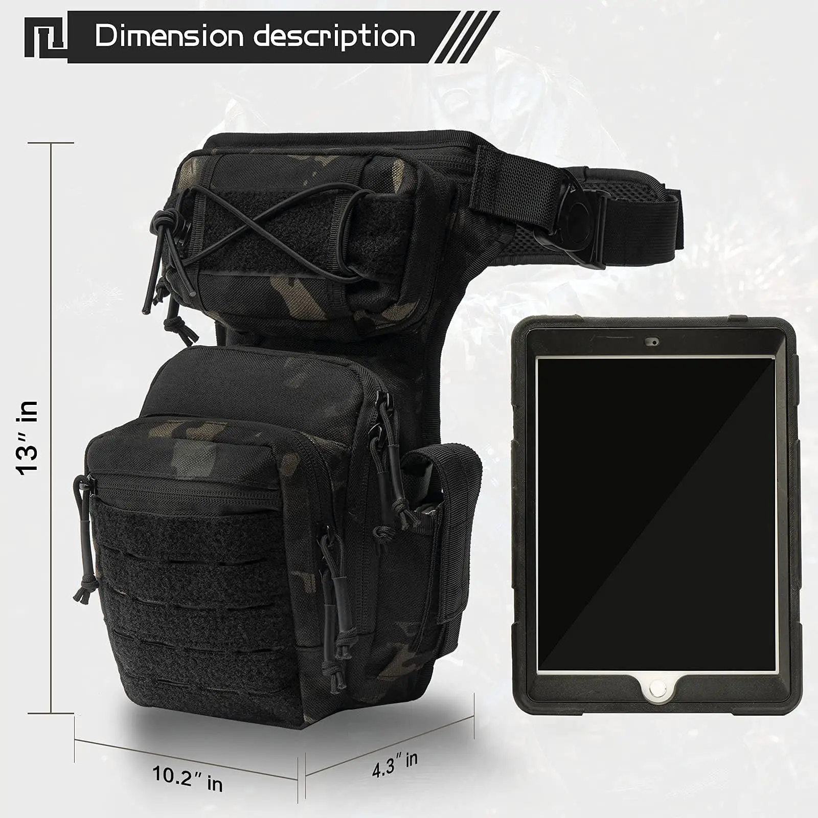 Bolsa táctica de pierna MOLLE impermeable para senderismo y diario - imagen 2