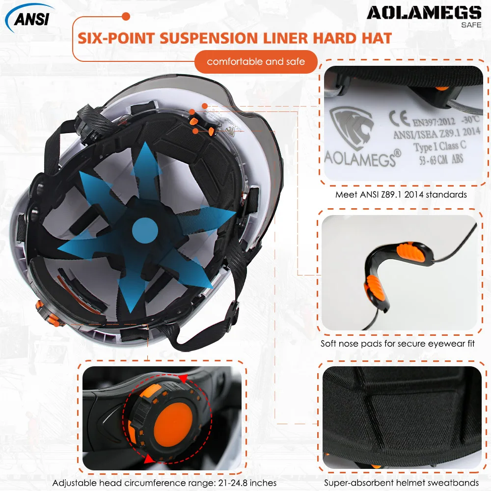 Casco de seguridad industrial ABS con Bluetooth y gafas dobles - imagen 4