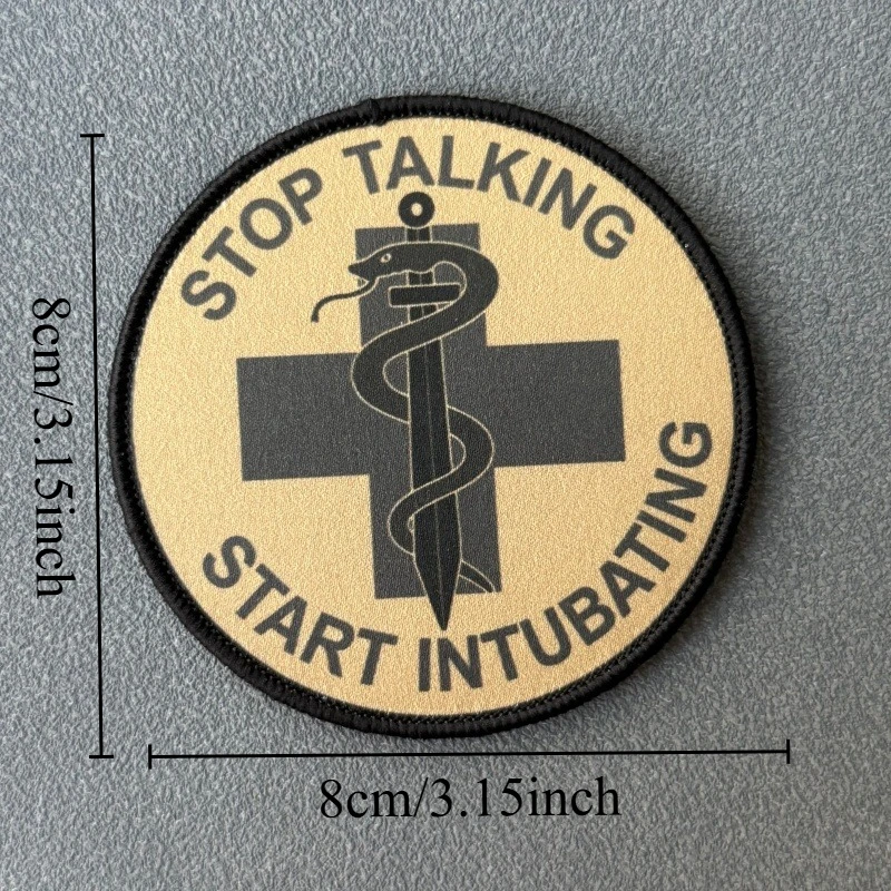 Parche médico Stop Talking Start Intubating, con gancho y bucle táctica - imagen 4