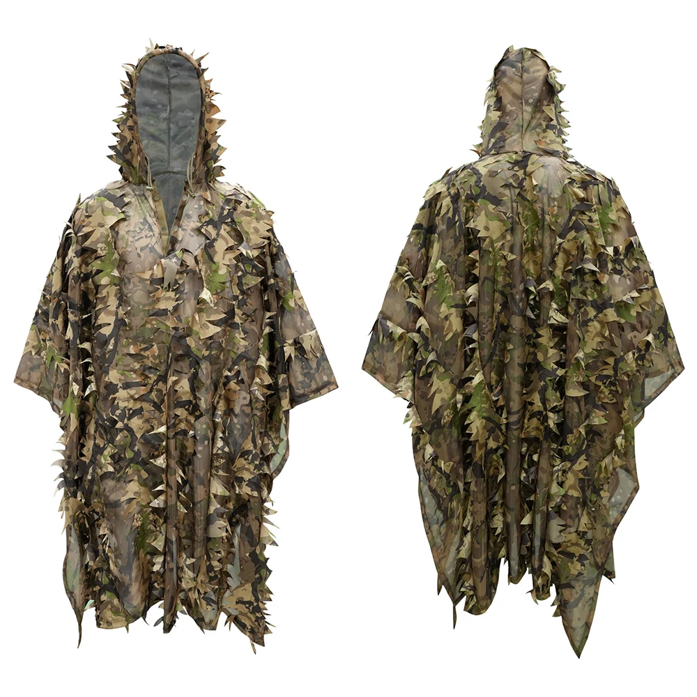 Poncho táctico camuflaje 3D ripstop discreto para al aire libre