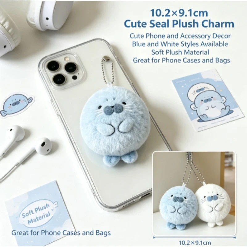 Llavero peluche foca suave – Colgante tierno mini accesorio regalo - imagen 5
