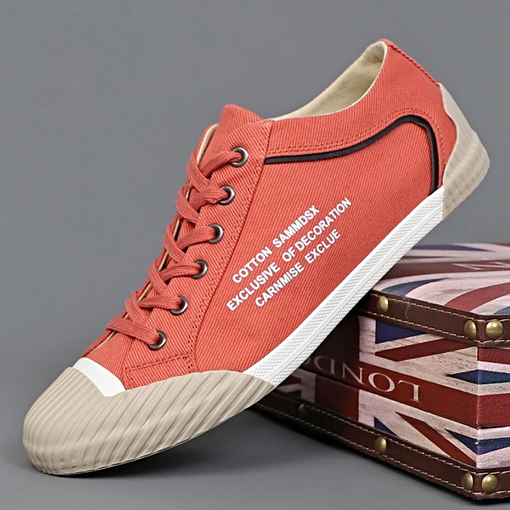 Zapatillas de lona vulcanizadas hombre con cordones, transpirables - imagen 4