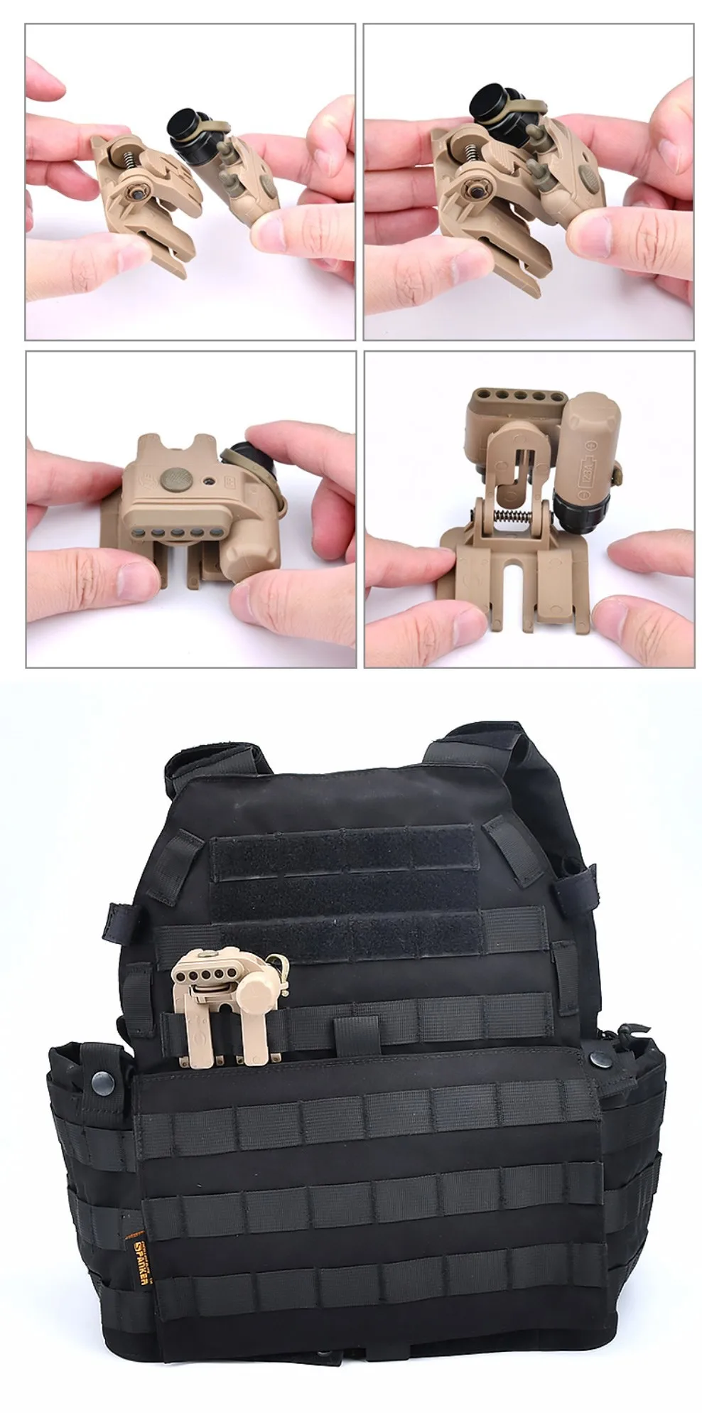 Primer plano del mecanismo de cambio rápido de modos