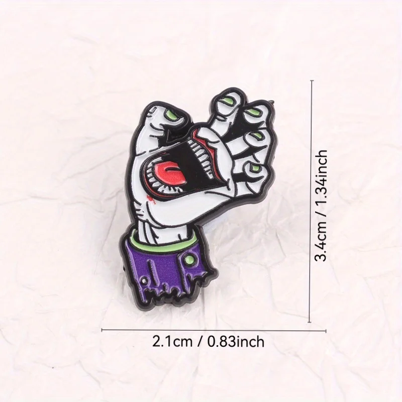 Broche zombie garras verdes brillantes con mano de descomposición - imagen 3