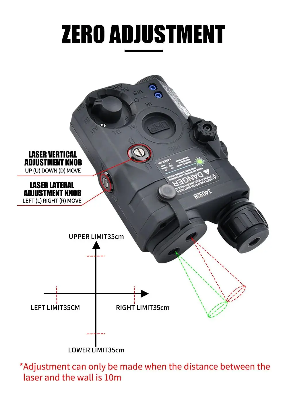 Láser Táctico PEQ-15 con Punto Rojo y Luz IR – para Airsoft, Caza y Exploración