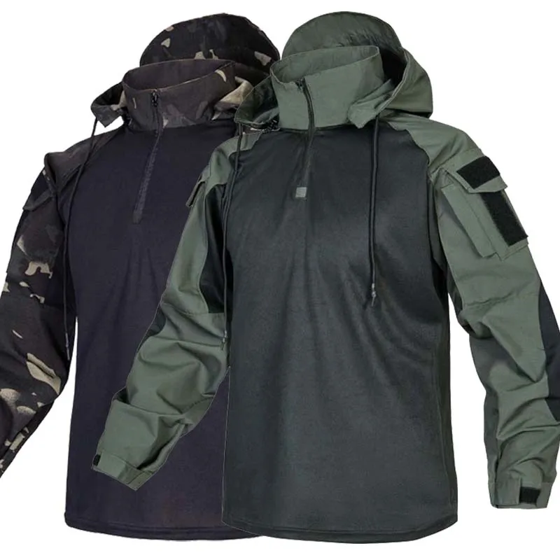 Camiseta táctica militar Multicam de secado rápido con capucha