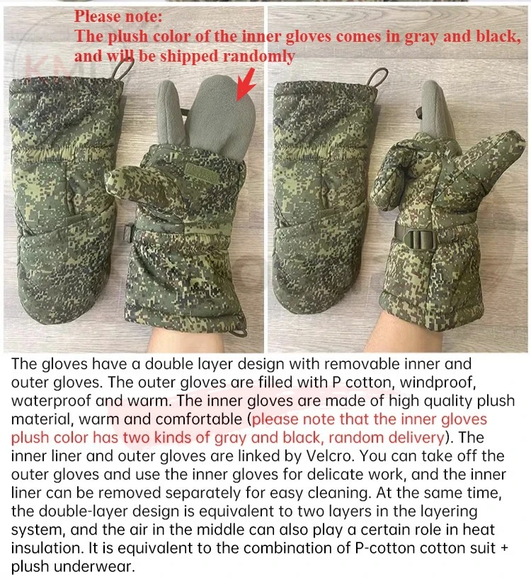 VKBO guantes tácticos invierno antifrío de algodón felpa EMR