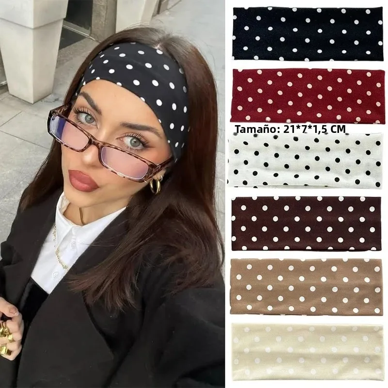 Diadema deportiva elástica absorbente de sudor con diseño en puntos - imagen 3
