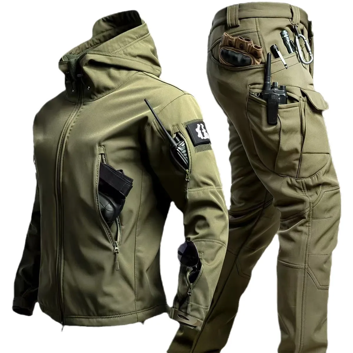 Uniforme táctico de invierno impermeable con capucha para hombre