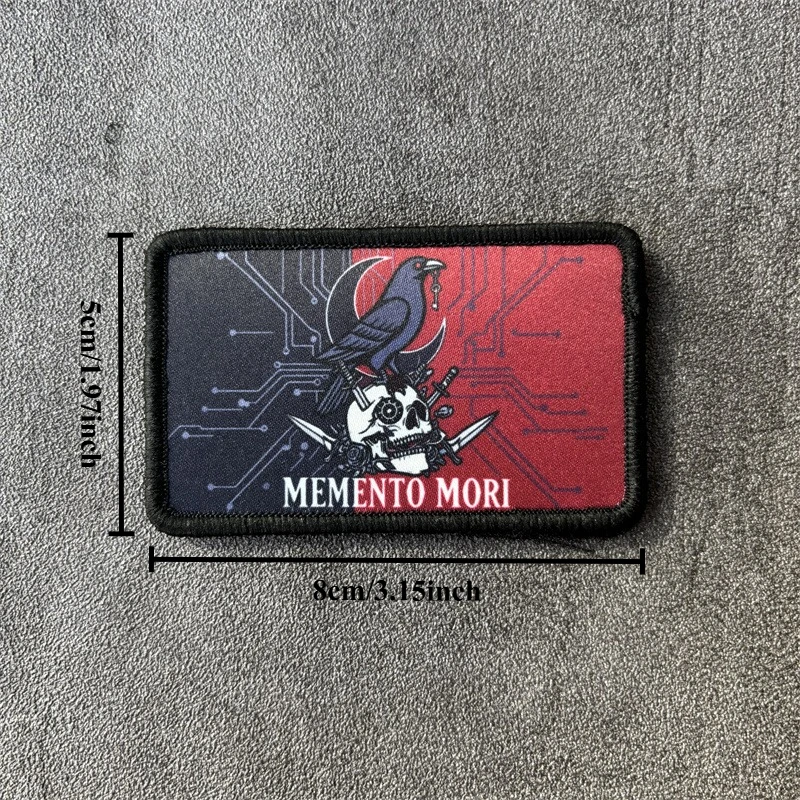 Parche táctico velcro Memento Mori impreso para mochila y ropa - imagen 4
