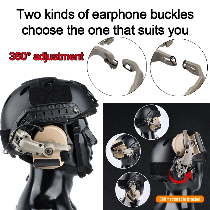 WADSN Soporte auriculares táctico con adaptador riel para casco - imagen 2