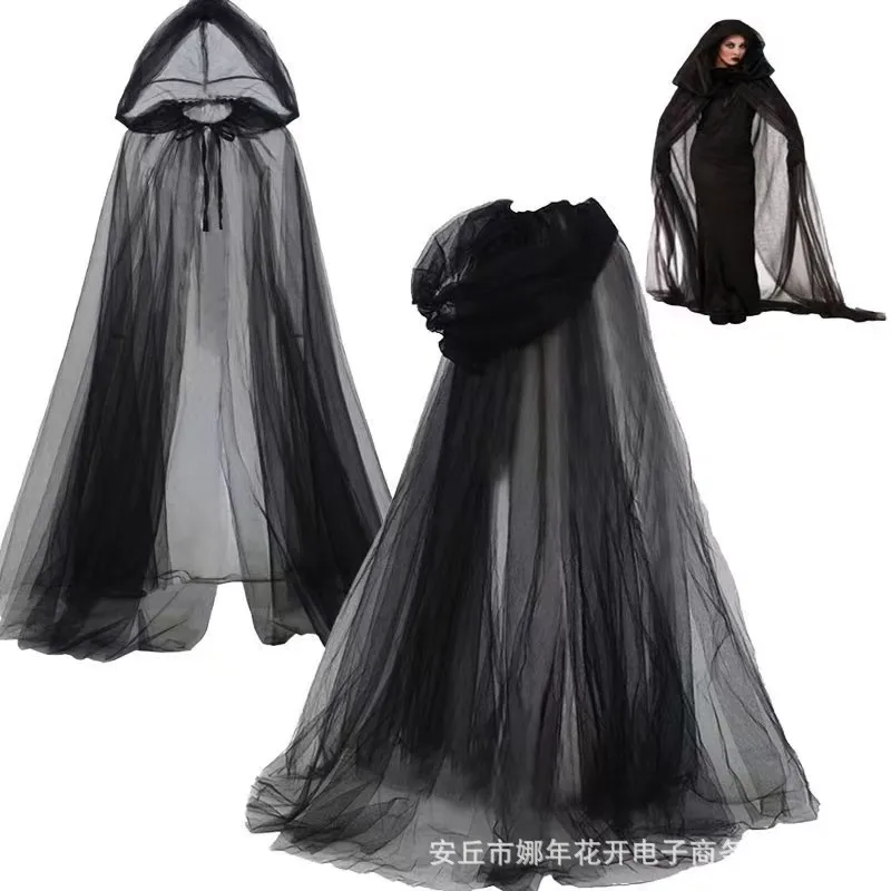 Disfraz de bruja con capa negra de Halloween para vestir - imagen 4