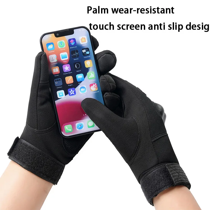 Guantes tácticos de caza de dedo completo ripstop color sólido