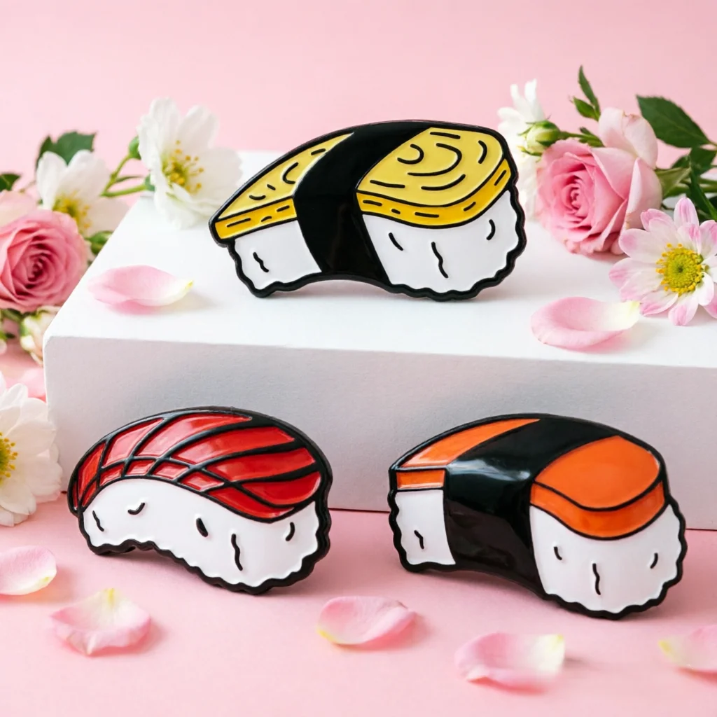 Pin esmaltado sushi japonés – chapa decorativa reverso para bolsos y sombreros - imagen 2