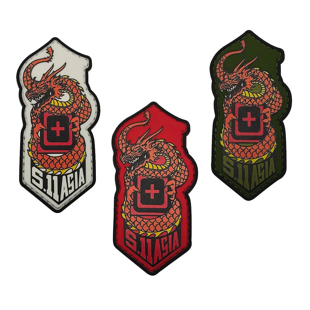 Insignia médica táctica dragón cruzado de gancho para mochila - imagen 2