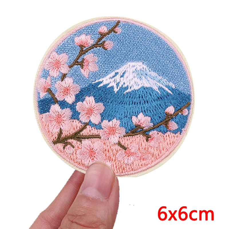 Parche termoadhesivo bordado flores de cerezo Monte Fuji – Planchar - imagen 5